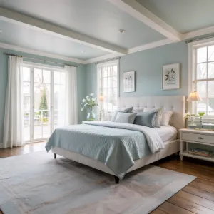 Bright and airy bedroom with soft colors